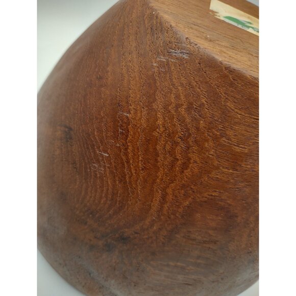 Vintage MCM Teak Wood Salad Serving Bowl, with Wood & Steel Tongs, READ - Picture 8 of 17